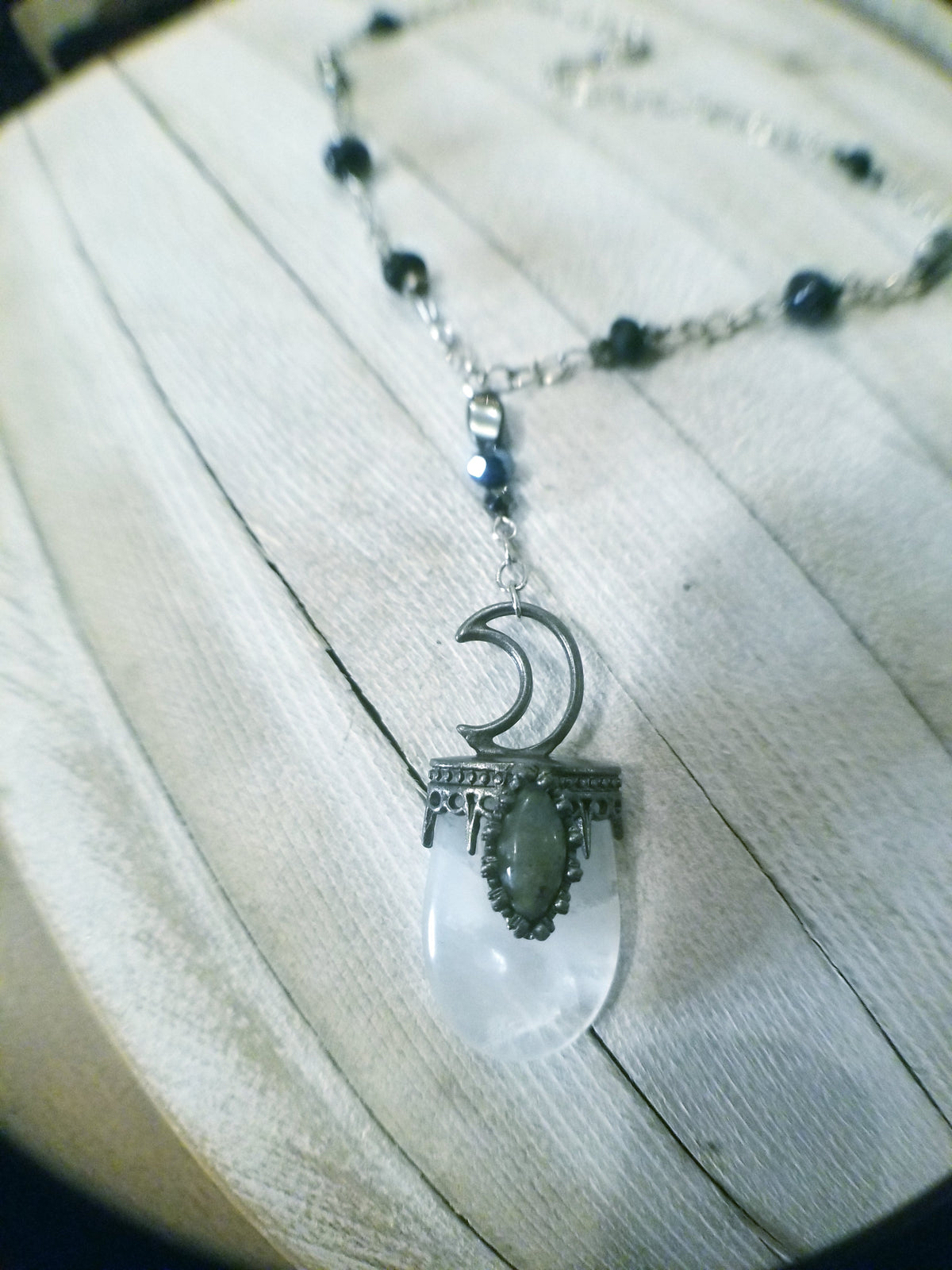 Gunmetal Moon Necklace